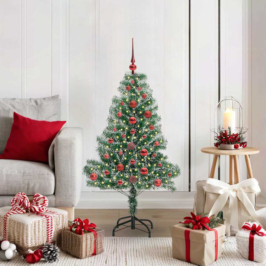 Kunstmatige Kerstboom Sneeuw Gevlochten met LED Licht 120 cm is nu te koop bij PeponiXL, paradijselijk wonen!