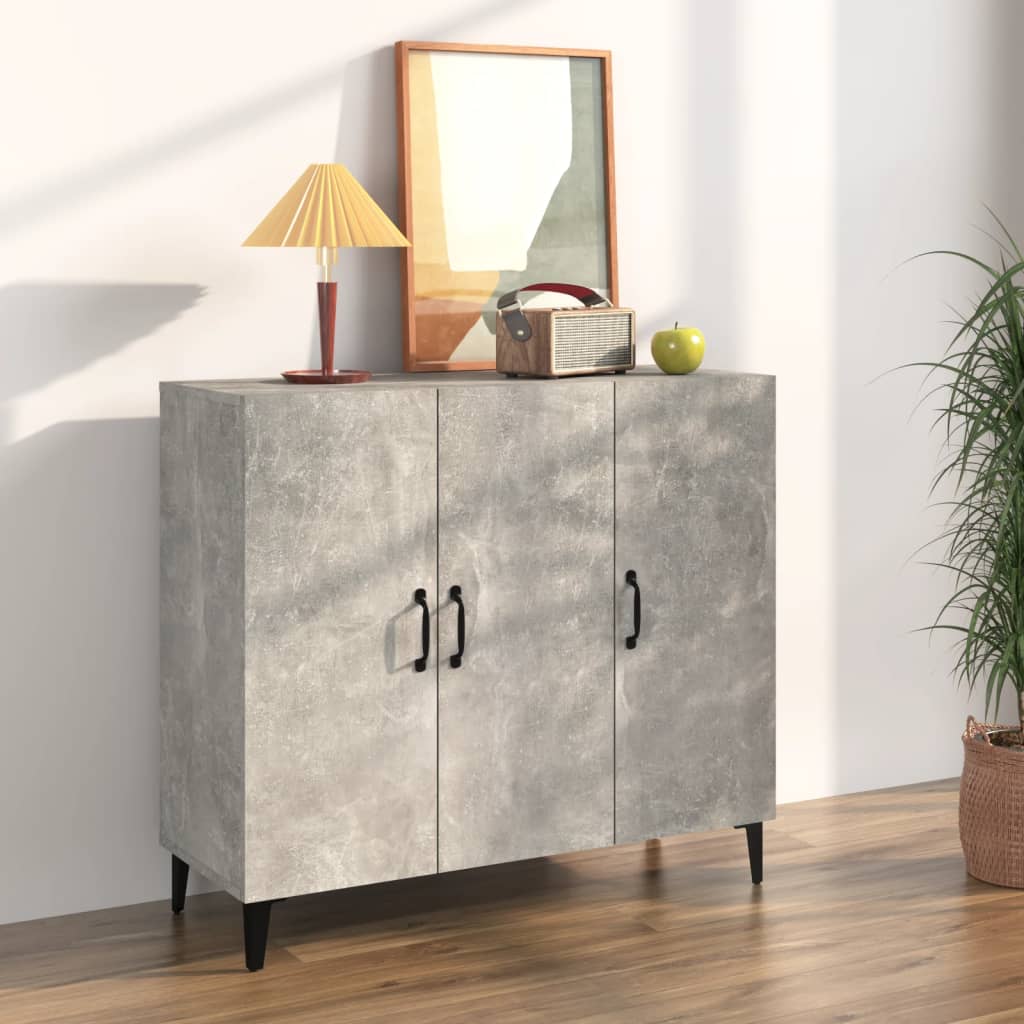 Dressoir 90x34x80 cm bewerkt hout betongrijs is nu te koop bij PeponiXL, paradijselijk wonen!