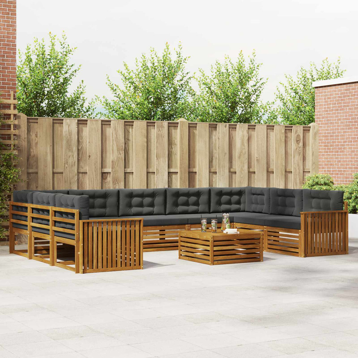 Buiten bankenset met kussen 10 pcs Natuurlijk en Antraciet is nu te koop bij PeponiXL, paradijselijk wonen!