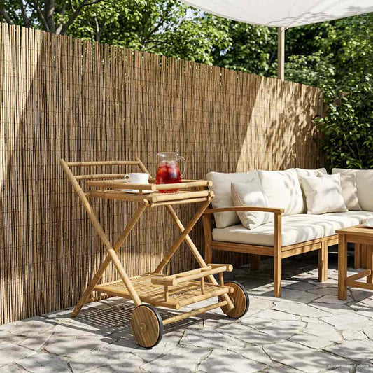 Theekar met wielen Naturel 79 x 67,5 x 84 cm Bamboe is nu te koop bij PeponiXL, paradijselijk wonen!