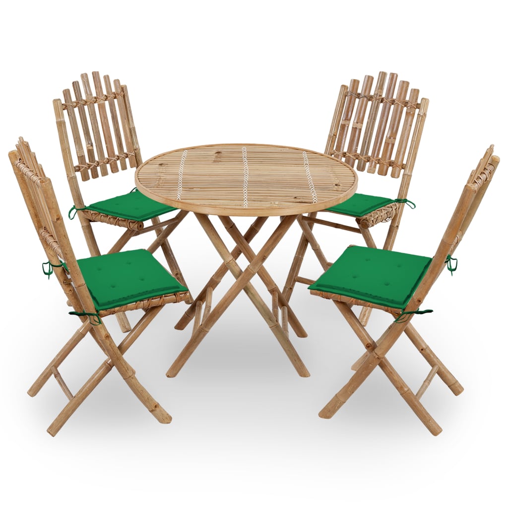 5-delige Tuinset inklapbaar met kussens bamboe is nu te koop bij PeponiXL, paradijselijk wonen!