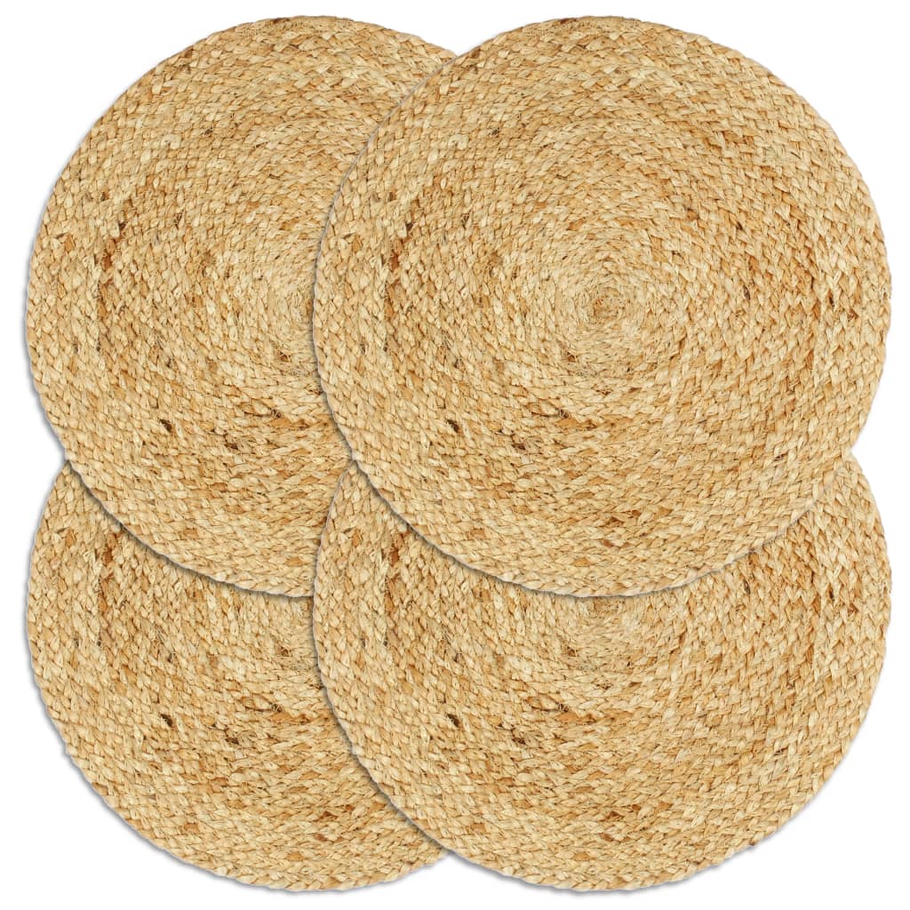 Placemats 4 st rond 38 cm jute natuurlijk is nu te koop bij PeponiXL, paradijselijk wonen!