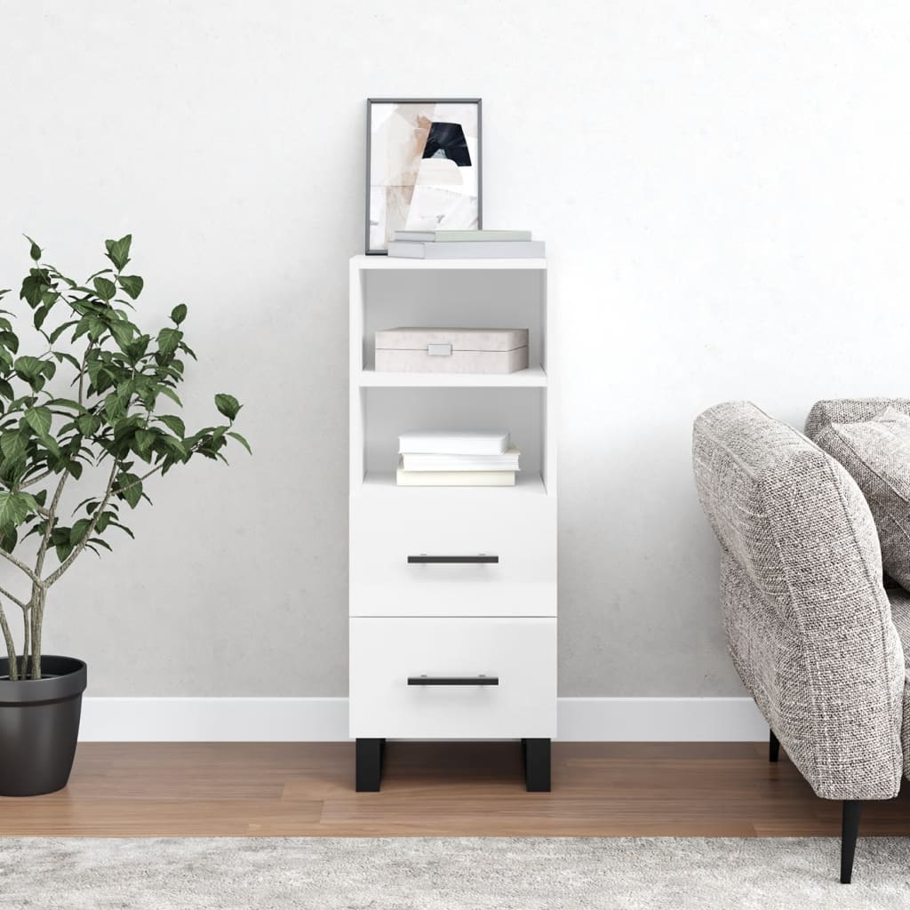 Dressoir 34,5x34x90 cm bewerkt hout hoogglans wit is nu te koop bij PeponiXL, paradijselijk wonen!
