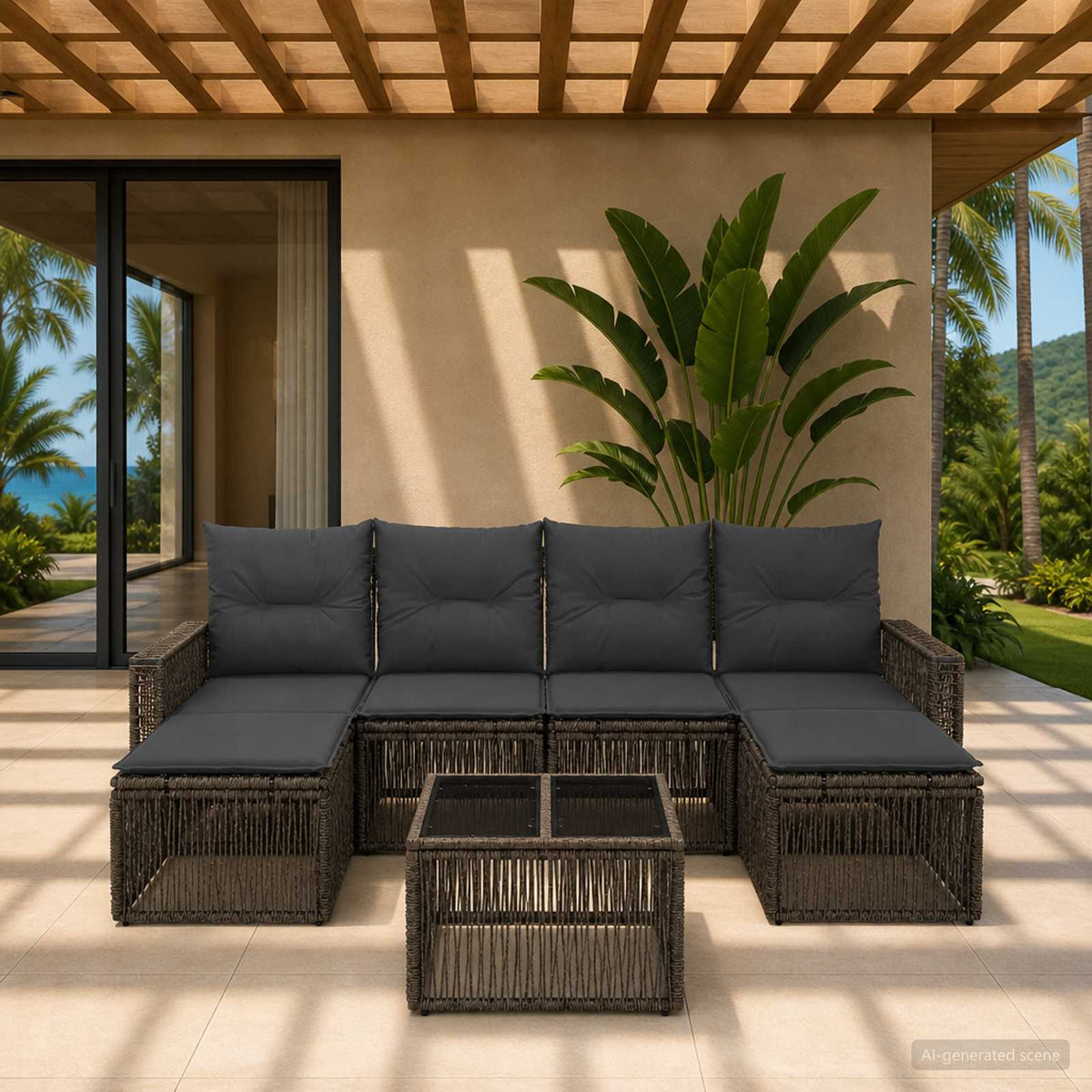 Tuinbankenset 7 pcs Grijs en Donkergrijs poly rattan is nu te koop bij PeponiXL, paradijselijk wonen!