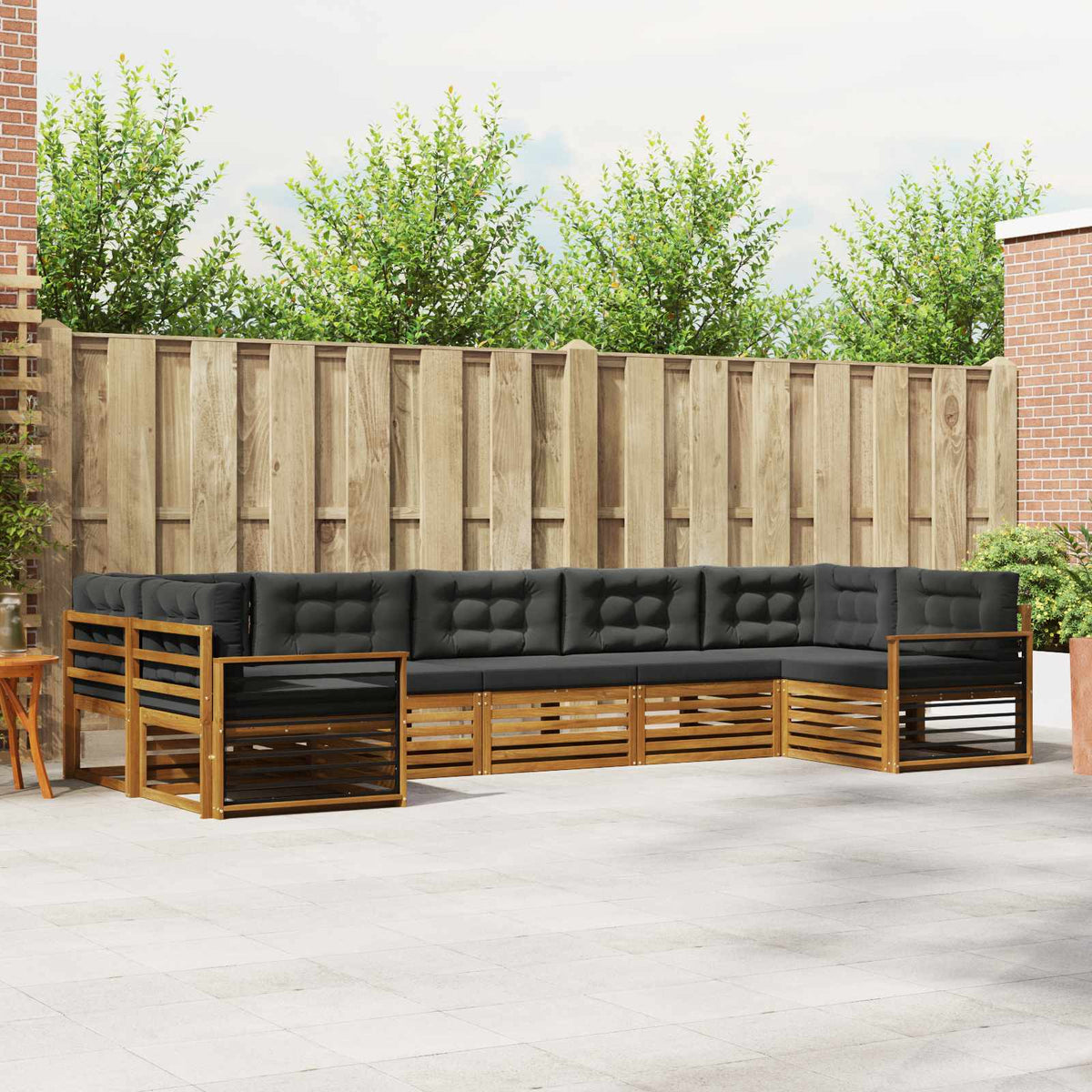 Buiten bankenset met kussen 7 pcs Natuurlijk en Antraciet is nu te koop bij PeponiXL, paradijselijk wonen!