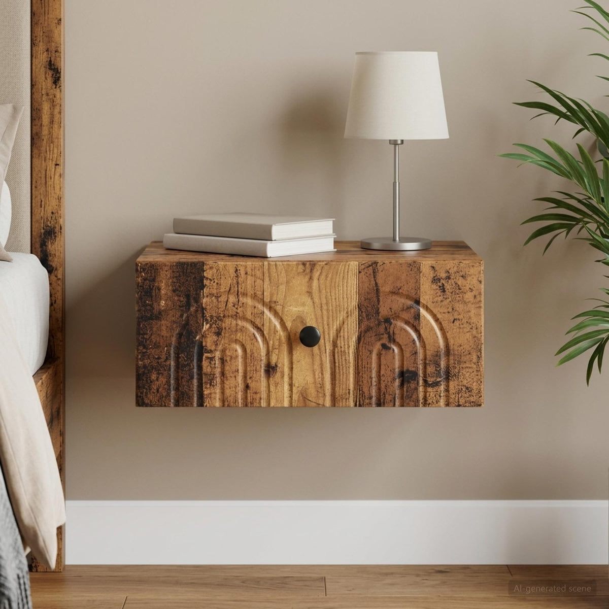 Wandbeugel Bedkast Oud hout 49 x 34,5 x 20 cm Bewerkt hout is nu te koop bij PeponiXL, paradijselijk wonen!