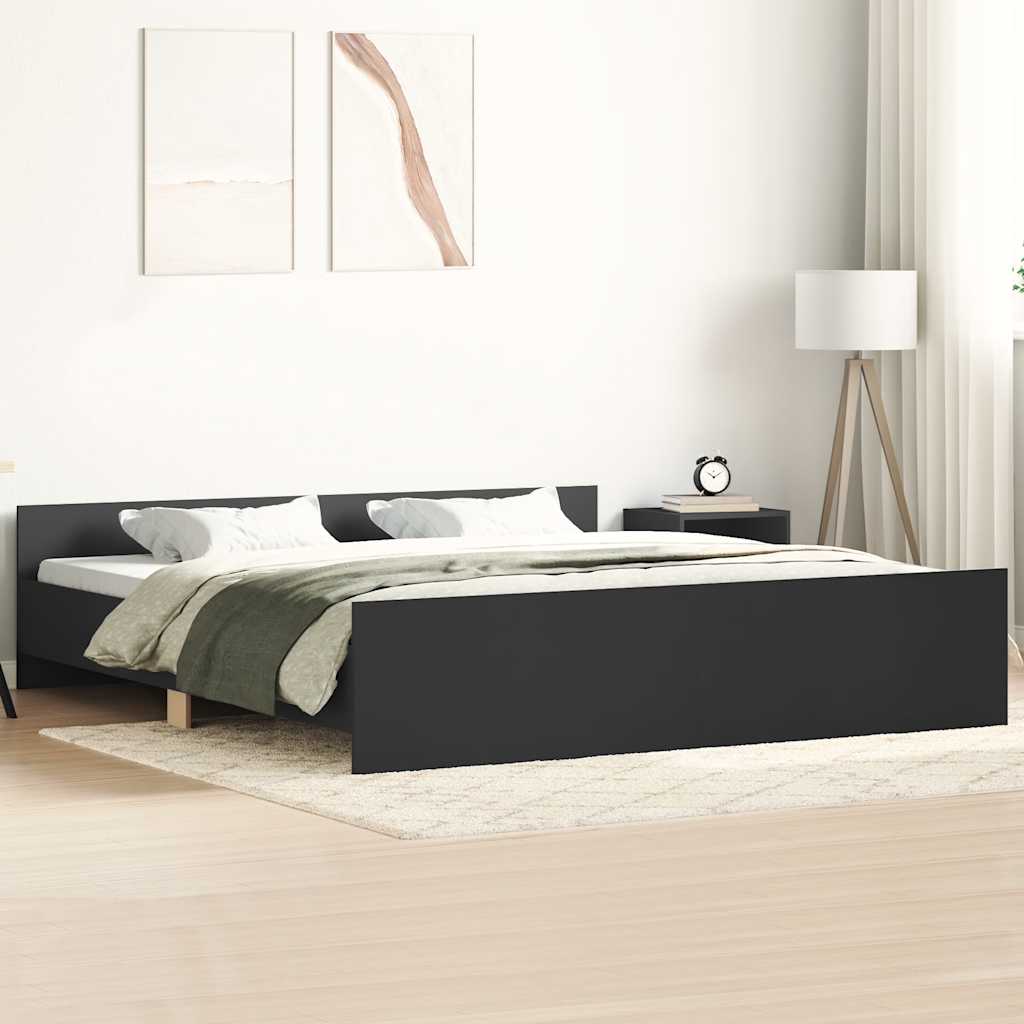 Bedframe met hoofd- en voeteneinde zwart 200x200 cm is nu te koop bij PeponiXL, paradijselijk wonen!