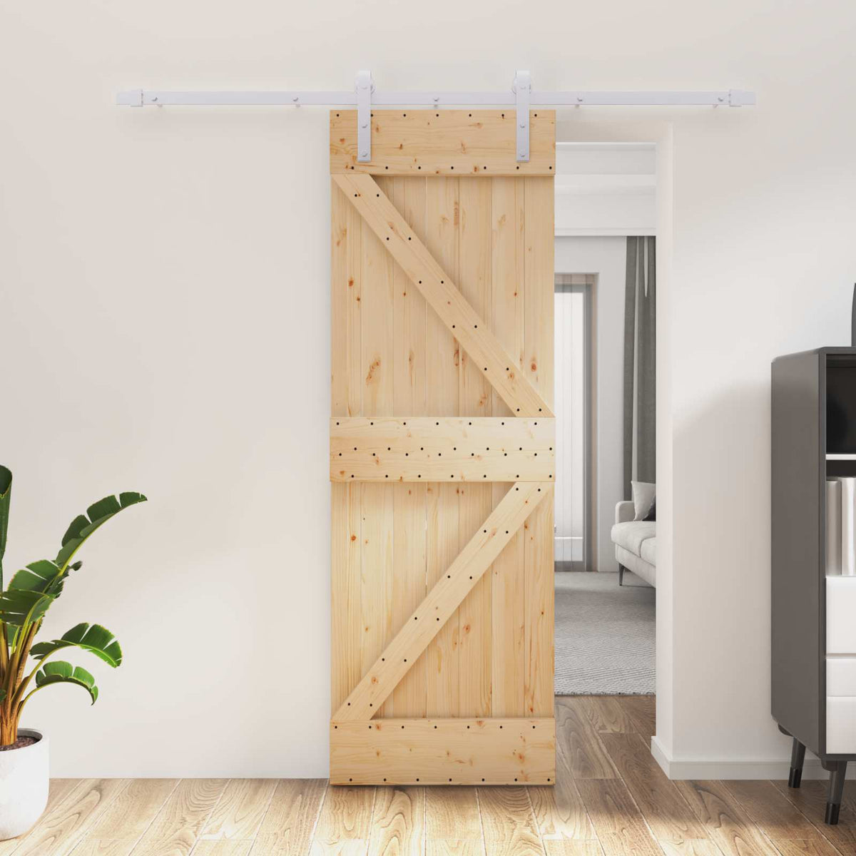 Schuifdeur Natuurlijk en Wit 70 x 210 cm Massief Grenenhout is nu te koop bij PeponiXL, paradijselijk wonen!