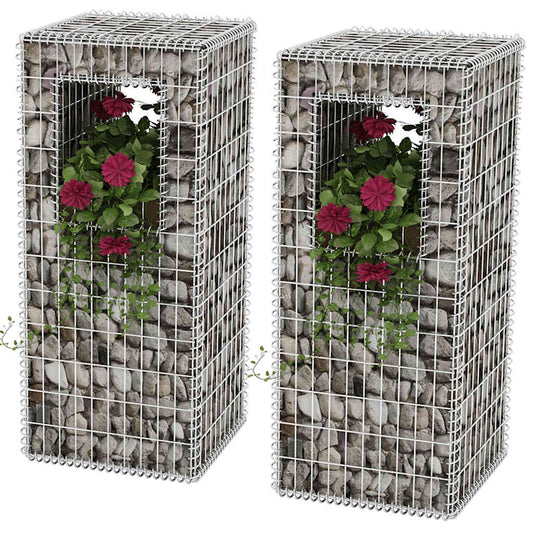 Schanskorf palen/plantenbakken 2 st 50x50x120 cm staal is nu te koop bij PeponiXL, paradijselijk wonen!