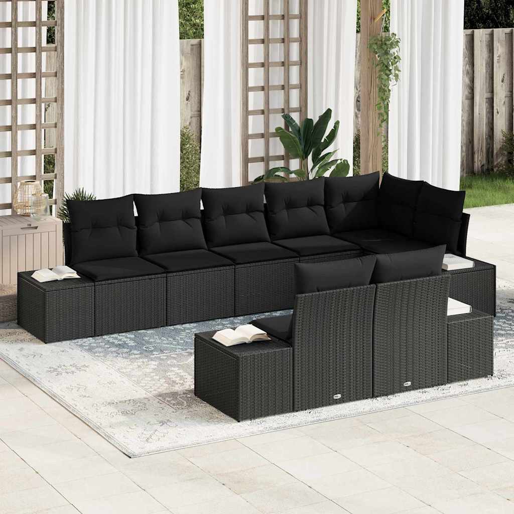 Tuinbankenset met opslag 8 pcs Zwart Poly riet is nu te koop bij PeponiXL, paradijselijk wonen!