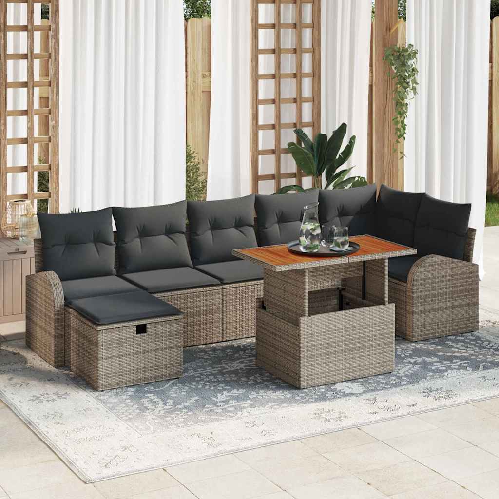 Tuinbankenset 8 st Grijs poly rattan is nu te koop bij PeponiXL, paradijselijk wonen!