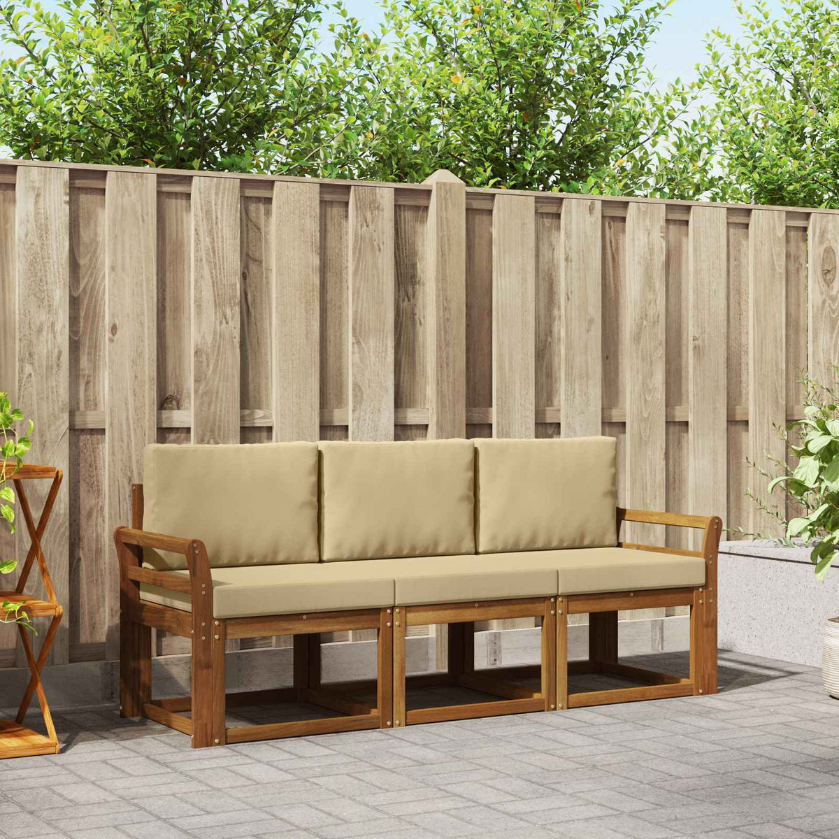 Buiten bankenset met kussen 3 pcs Natuurlijk en Beige is nu te koop bij PeponiXL, paradijselijk wonen!