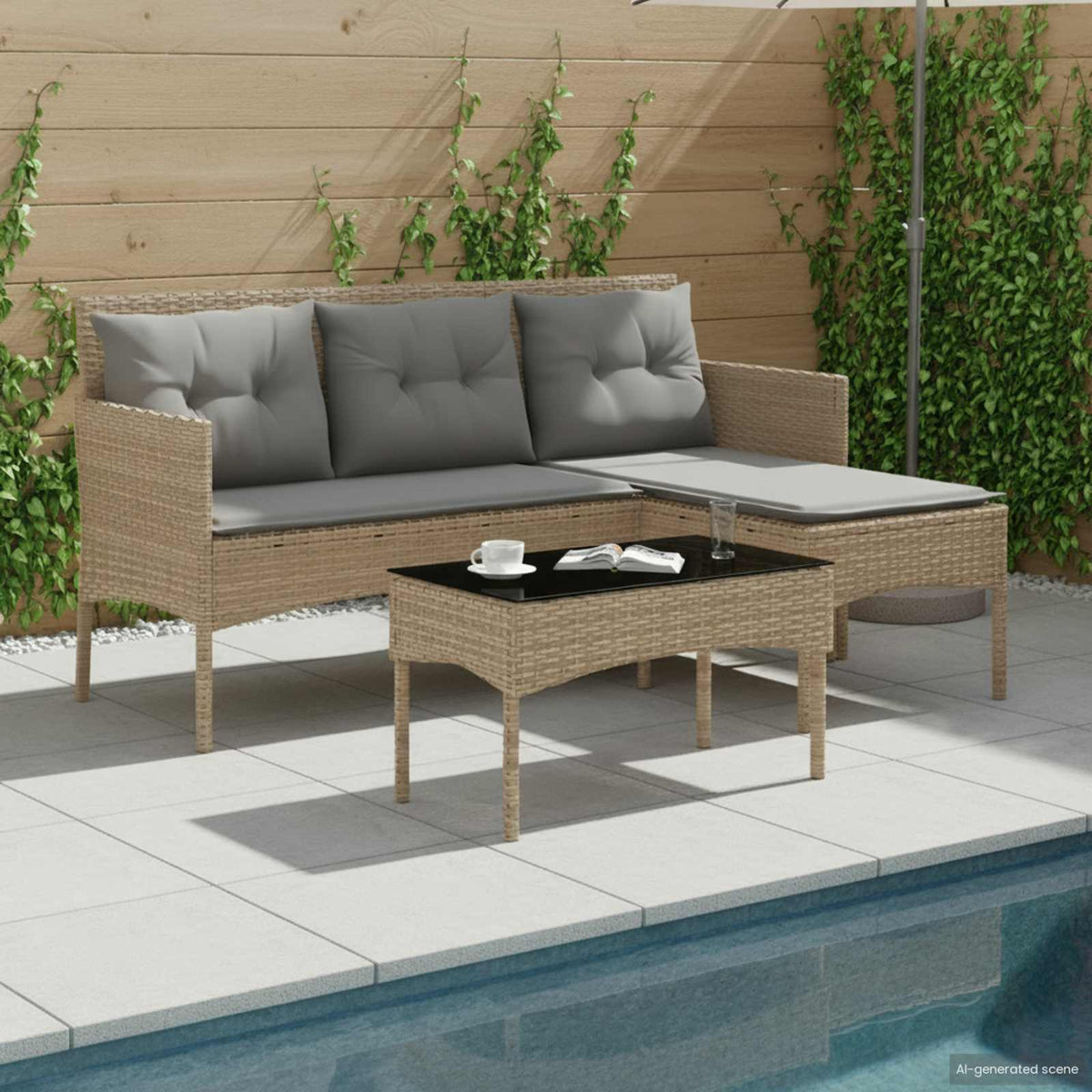 Tuinbankenset met kussen 2 pcs poly rattan is nu te koop bij PeponiXL, paradijselijk wonen!