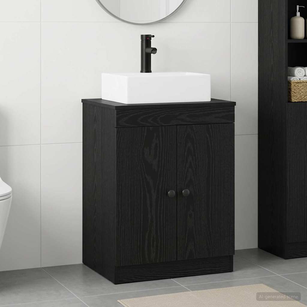 Badkamermeubelset Zwart eiken Bewerkt hout is nu te koop bij PeponiXL, paradijselijk wonen!