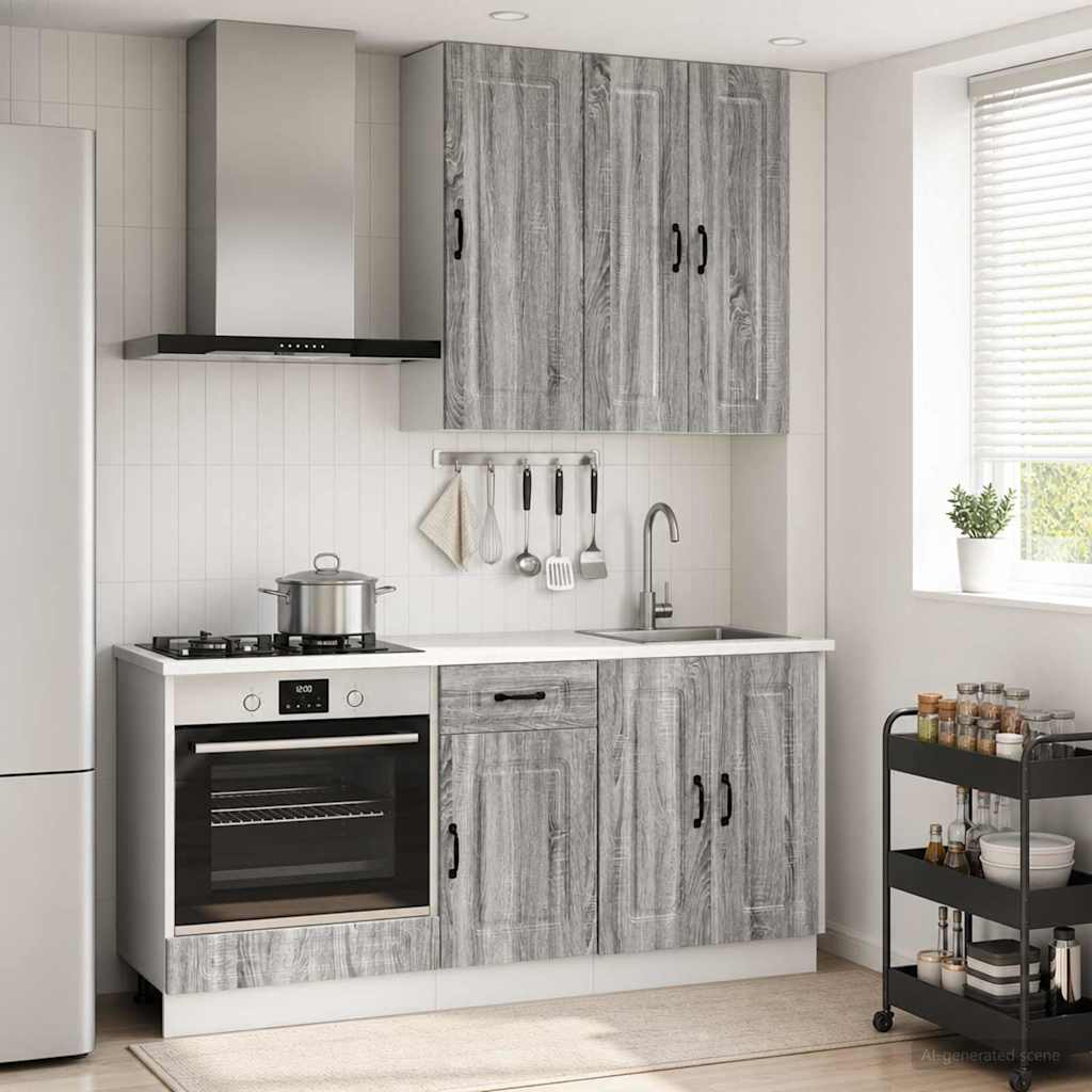 Keukenblok KALMAR 5 pcs Grijs Sonoma Bewerkt hout is nu te koop bij PeponiXL, paradijselijk wonen!