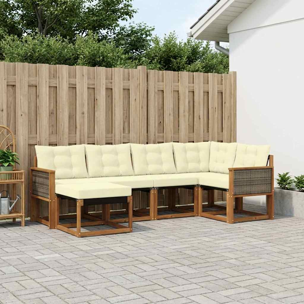 Buiten bankenset met kussen 6 pcs Natuurlijk en Crème is nu te koop bij PeponiXL, paradijselijk wonen!