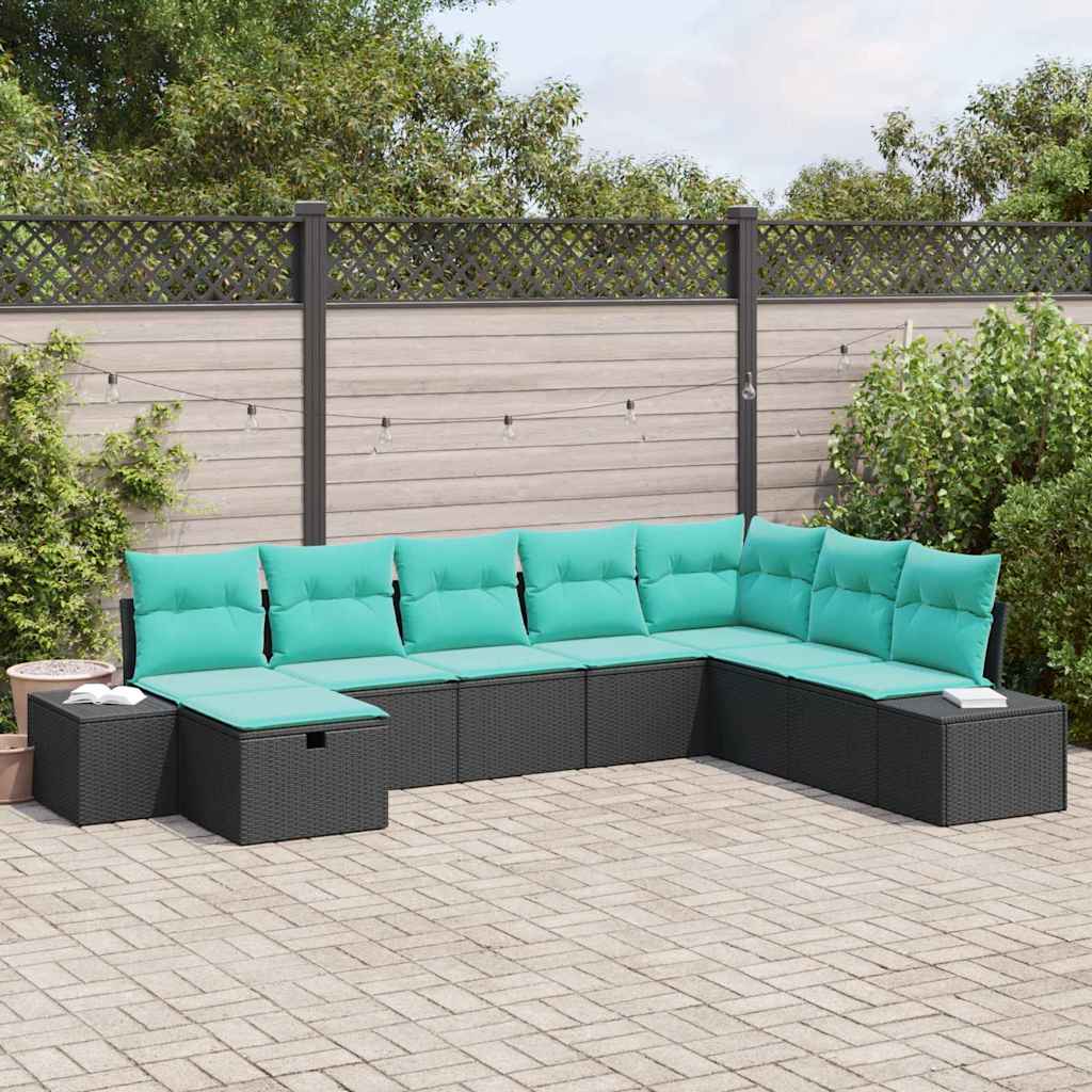 Tuin Sofa Set 8 st Zwart poly rattan is nu te koop bij PeponiXL, paradijselijk wonen!
