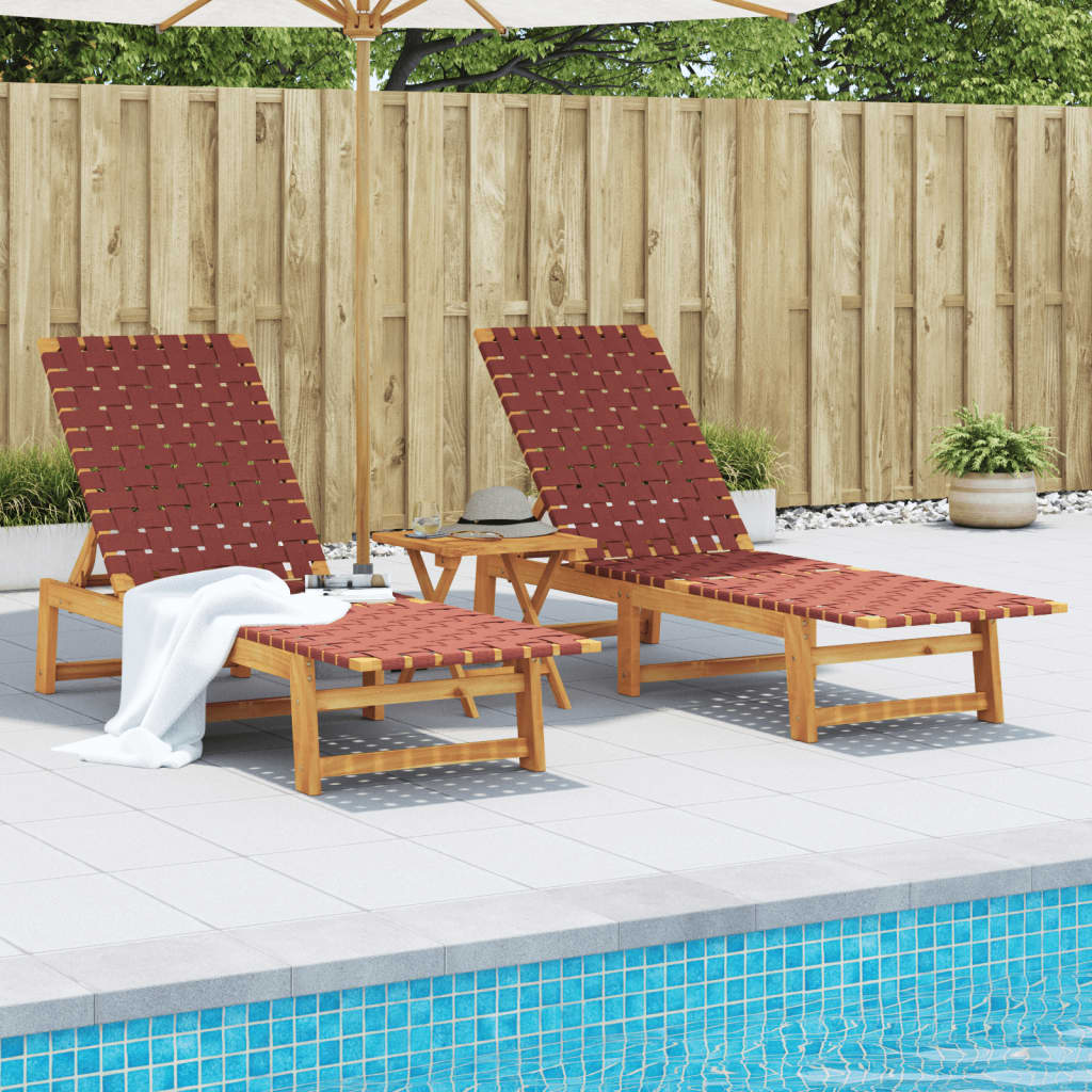 Ligbedden 2 st met tafel massief acaciahout rood is nu te koop bij PeponiXL, paradijselijk wonen!