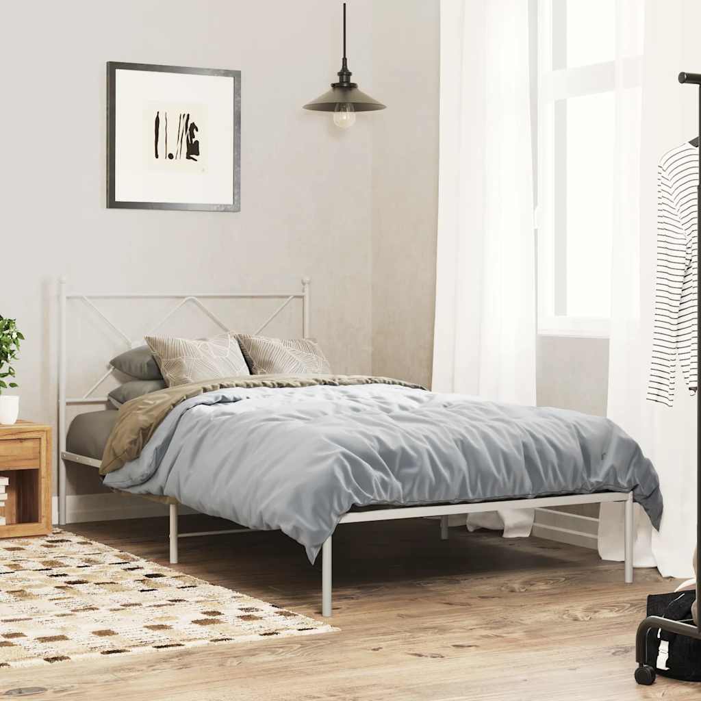 Bedframe met hoofdbord metaal wit 107x203 cm is nu te koop bij PeponiXL, paradijselijk wonen!