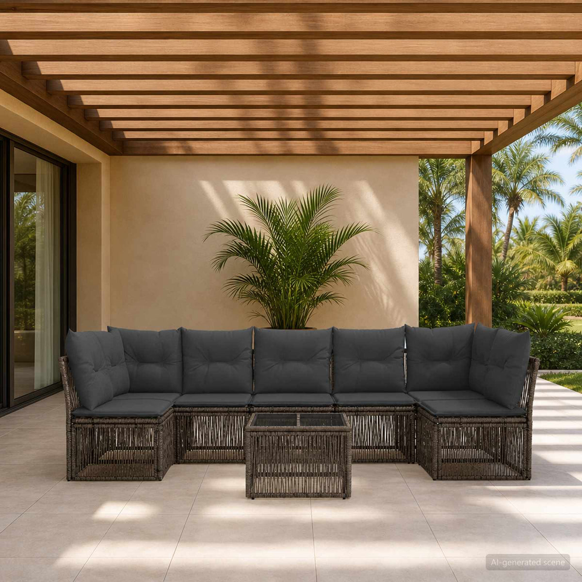 Tuinbankenset 8 pcs Grijs poly rattan is nu te koop bij PeponiXL, paradijselijk wonen!
