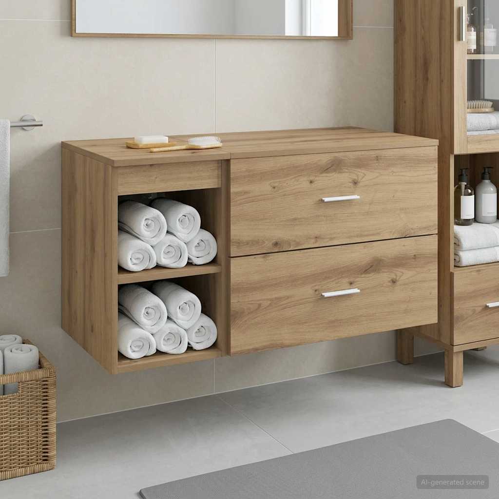 Badkamermeubelset 2 st Artisanaal eiken Bewerkt hout is nu te koop bij PeponiXL, paradijselijk wonen!
