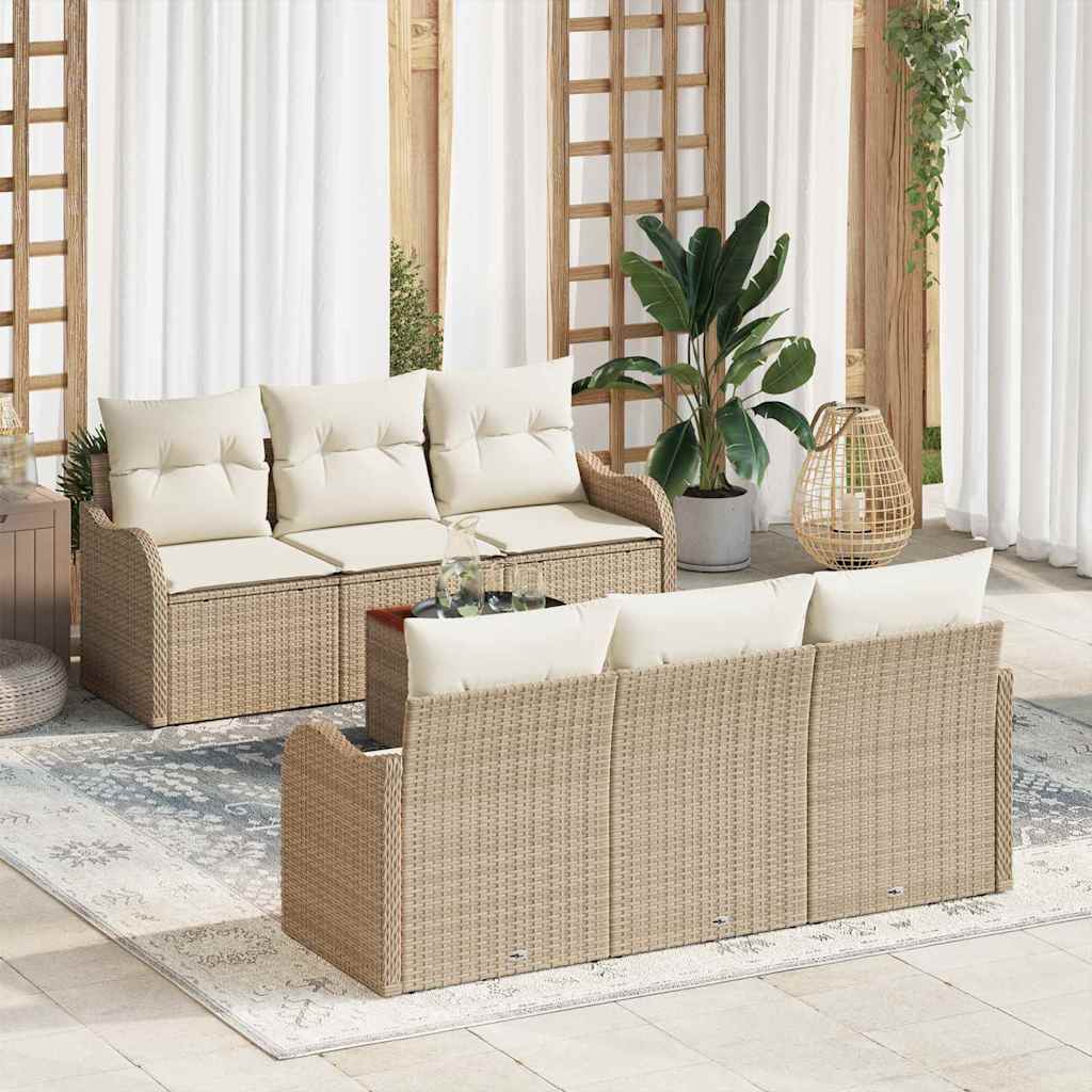 Tuinbankenset 7 st Beige en Crème poly rattan is nu te koop bij PeponiXL, paradijselijk wonen!