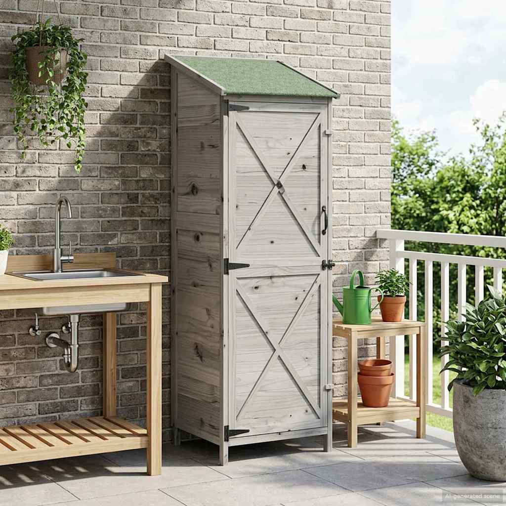 Tuinschuur Grijs 59,5 x 56 x 176,5 cm Bewerkt hout is nu te koop bij PeponiXL, paradijselijk wonen!