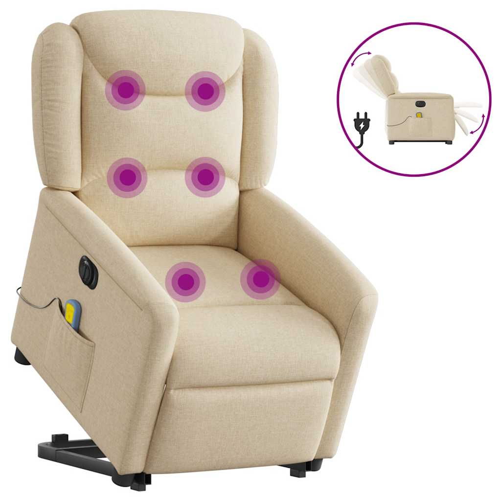 Sta-op-massagestoel elektrisch verstelbaar stof crèmekleurig is nu te koop bij PeponiXL, paradijselijk wonen!