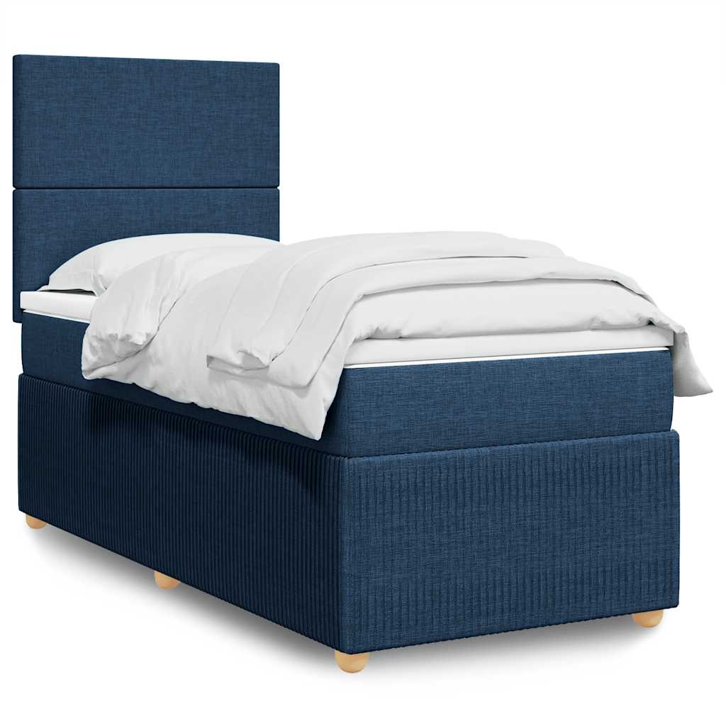 Boxspring met matras stof blauw 90x190 cm is nu te koop bij PeponiXL, paradijselijk wonen!