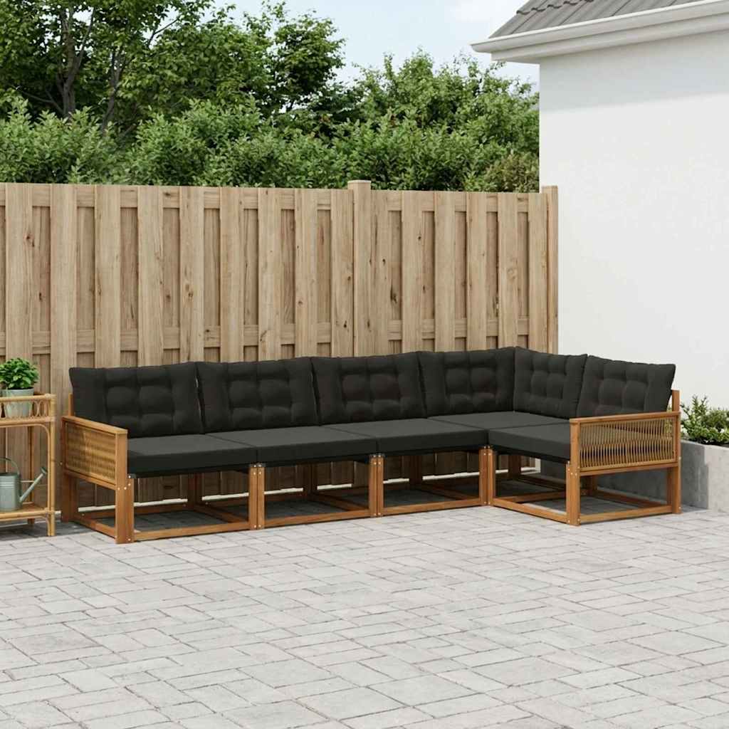 Buiten bankenset met kussen 5 pcs Naturel en Zwart is nu te koop bij PeponiXL, paradijselijk wonen!