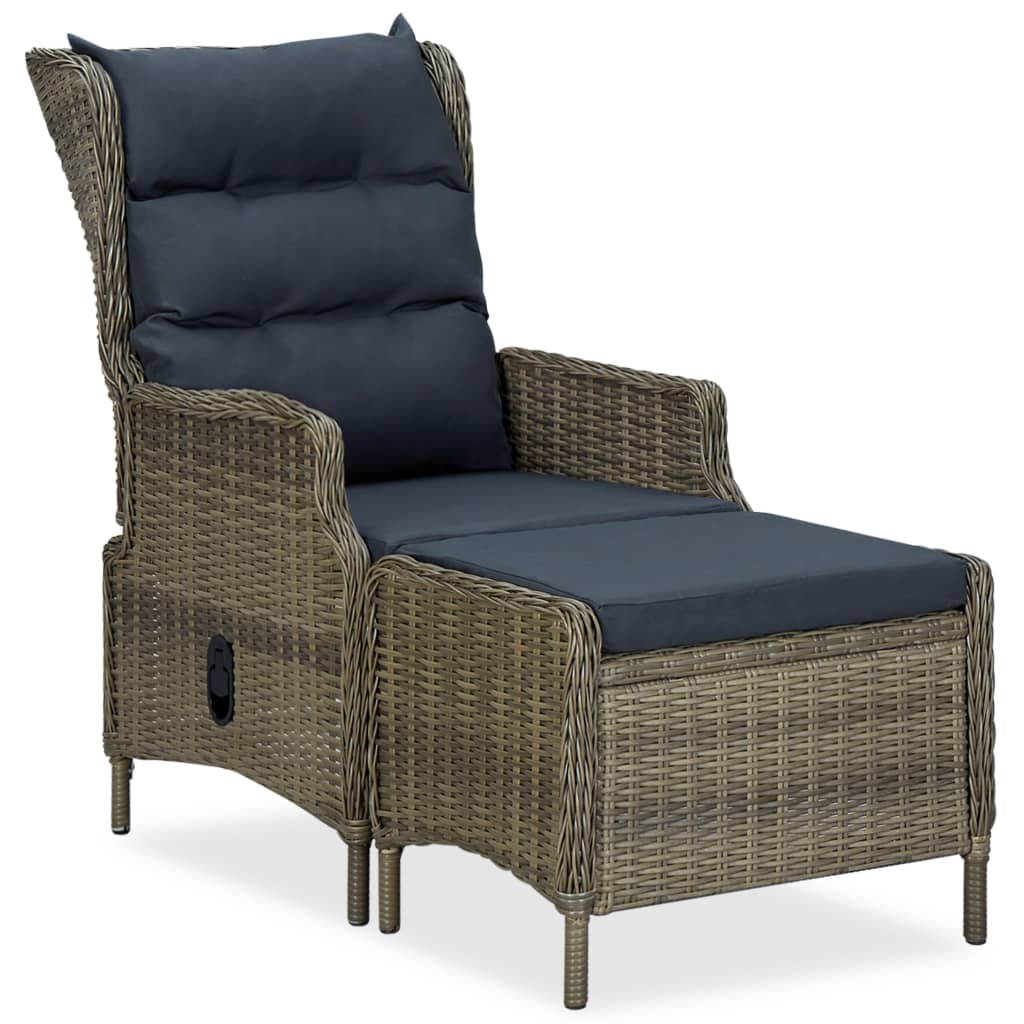 Tuinstoel verstelbaar met voetenbankje poly rattan bruin is nu te koop bij PeponiXL, paradijselijk wonen!