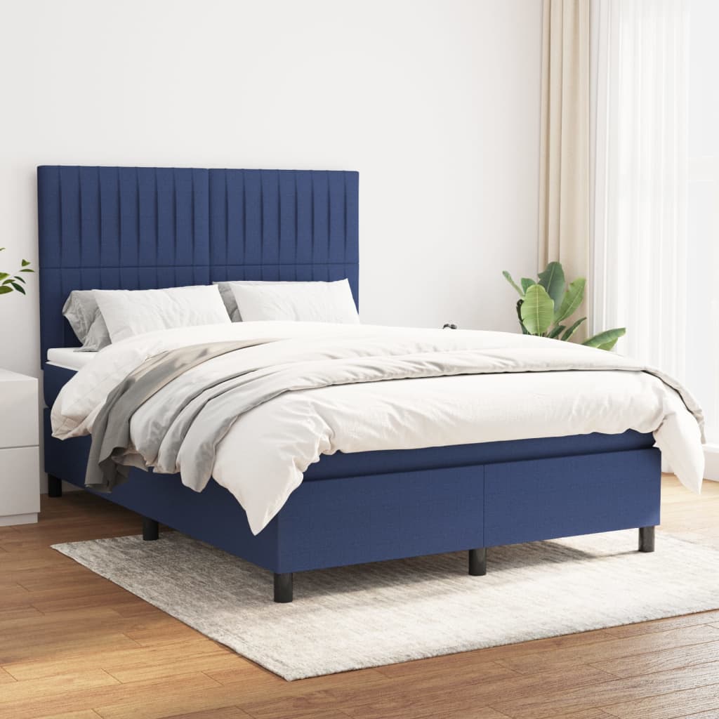 Boxspring met matras stof blauw 140x200 cm is nu te koop bij PeponiXL, paradijselijk wonen!