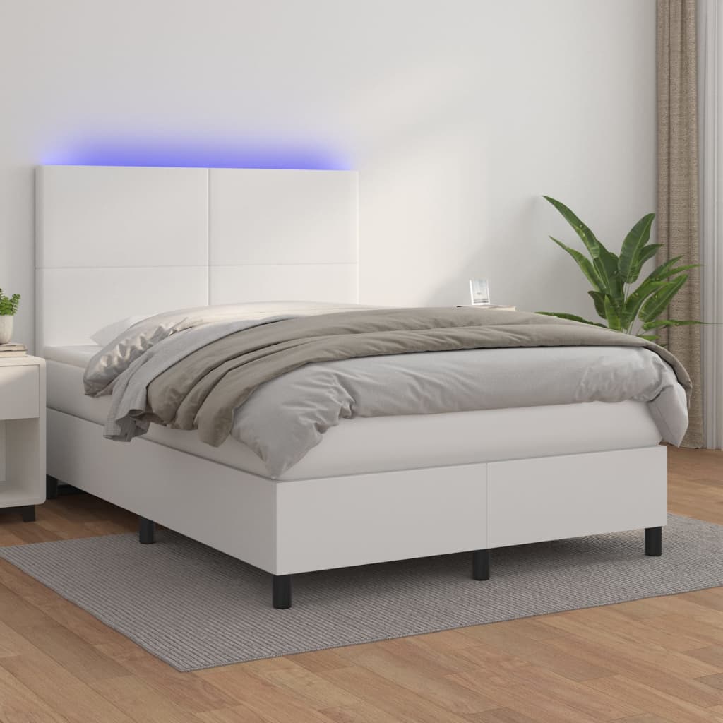 Boxspring met matras en LED kunstleer zwart 140x190 cm is nu te koop bij PeponiXL, paradijselijk wonen!