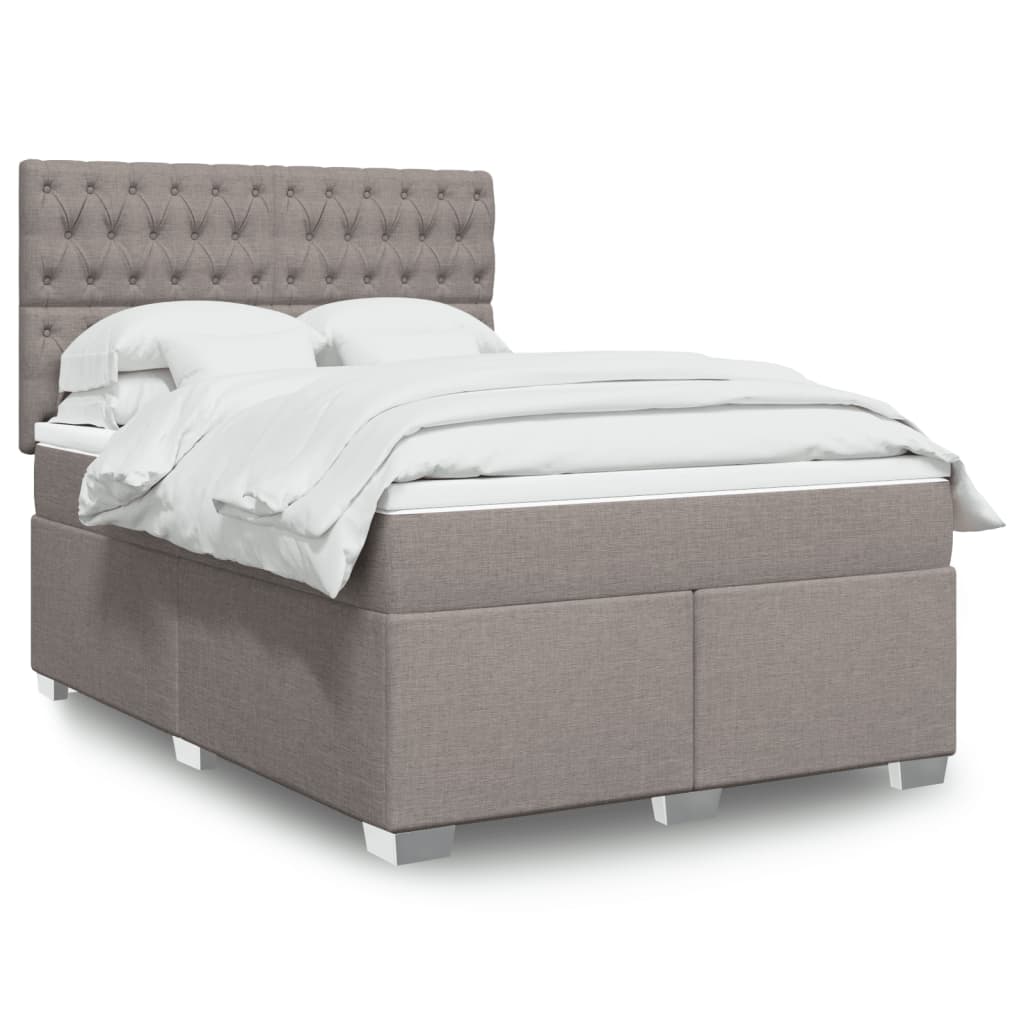 Boxspring met matras stof taupe 140x200 cm is nu te koop bij PeponiXL, paradijselijk wonen!