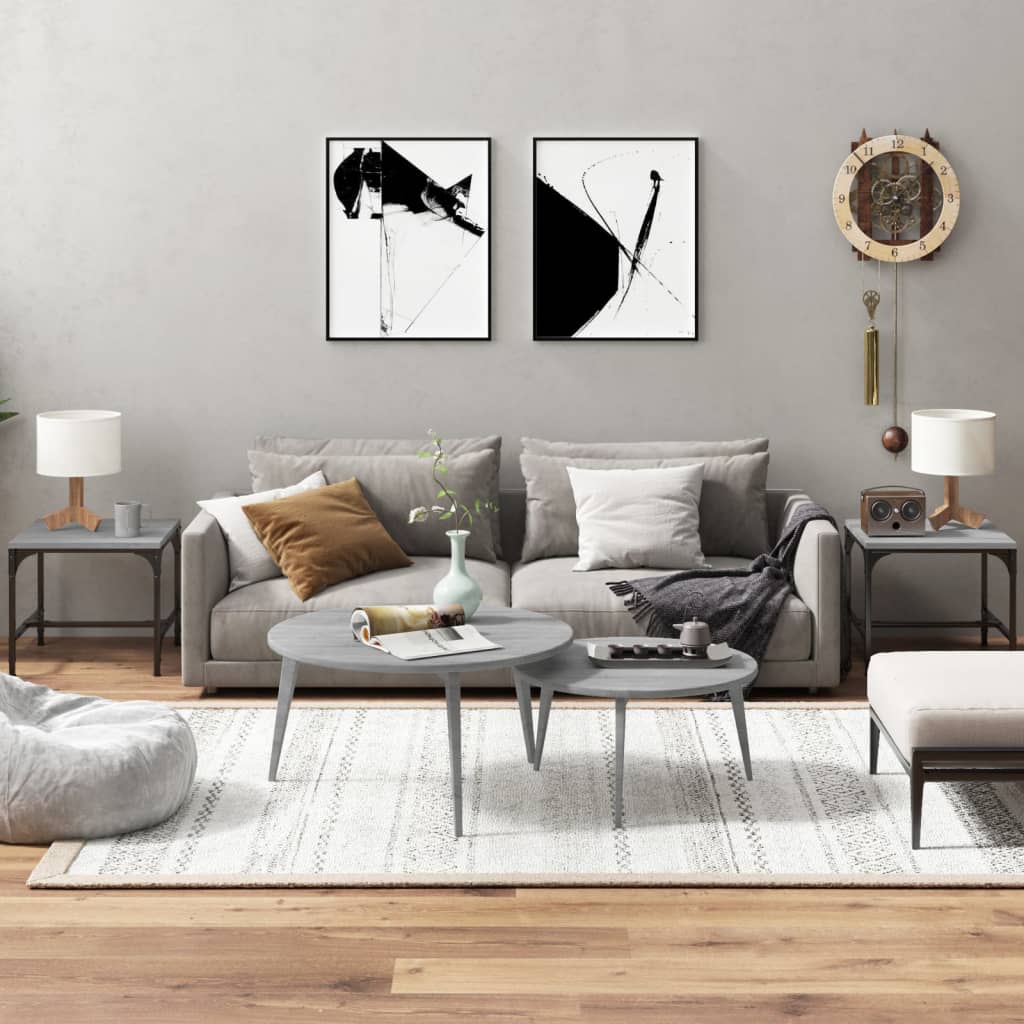 Bijzettafels 2 st 40x40x35 cm bewerkt hout grijs sonoma eiken is nu te koop bij PeponiXL, paradijselijk wonen!
