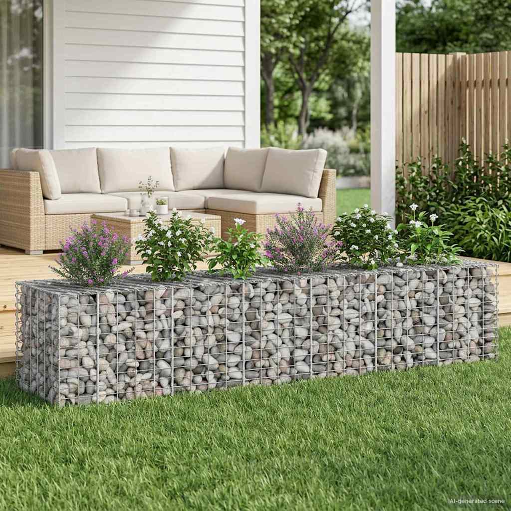 Gabion Verhoogd Bed 2 pcs Zilver 260 x 60 x 55 cm is nu te koop bij PeponiXL, paradijselijk wonen!