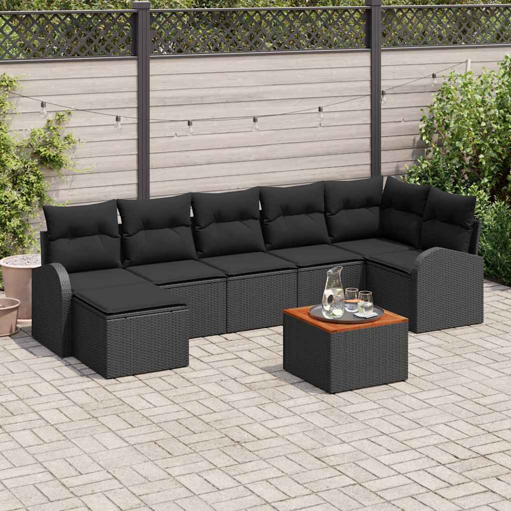 Tuinbankenset met opslag 8 pcs Zwart poly rattan is nu te koop bij PeponiXL, paradijselijk wonen!