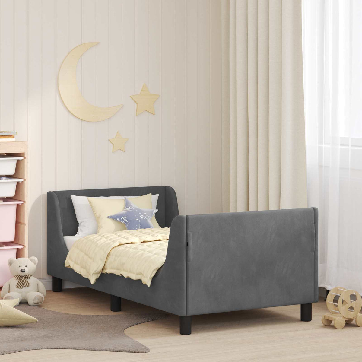 Bedframe voor kinderen met hoofdbord Donkergrijs 80 x 160 cm is nu te koop bij PeponiXL, paradijselijk wonen!