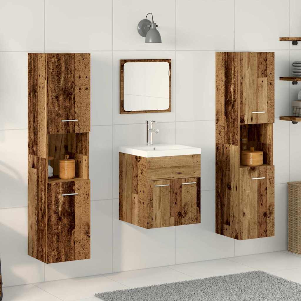 Badkamermeubelset met plank 4 pcs Oudhout Bewerkt hout is nu te koop bij PeponiXL, paradijselijk wonen!