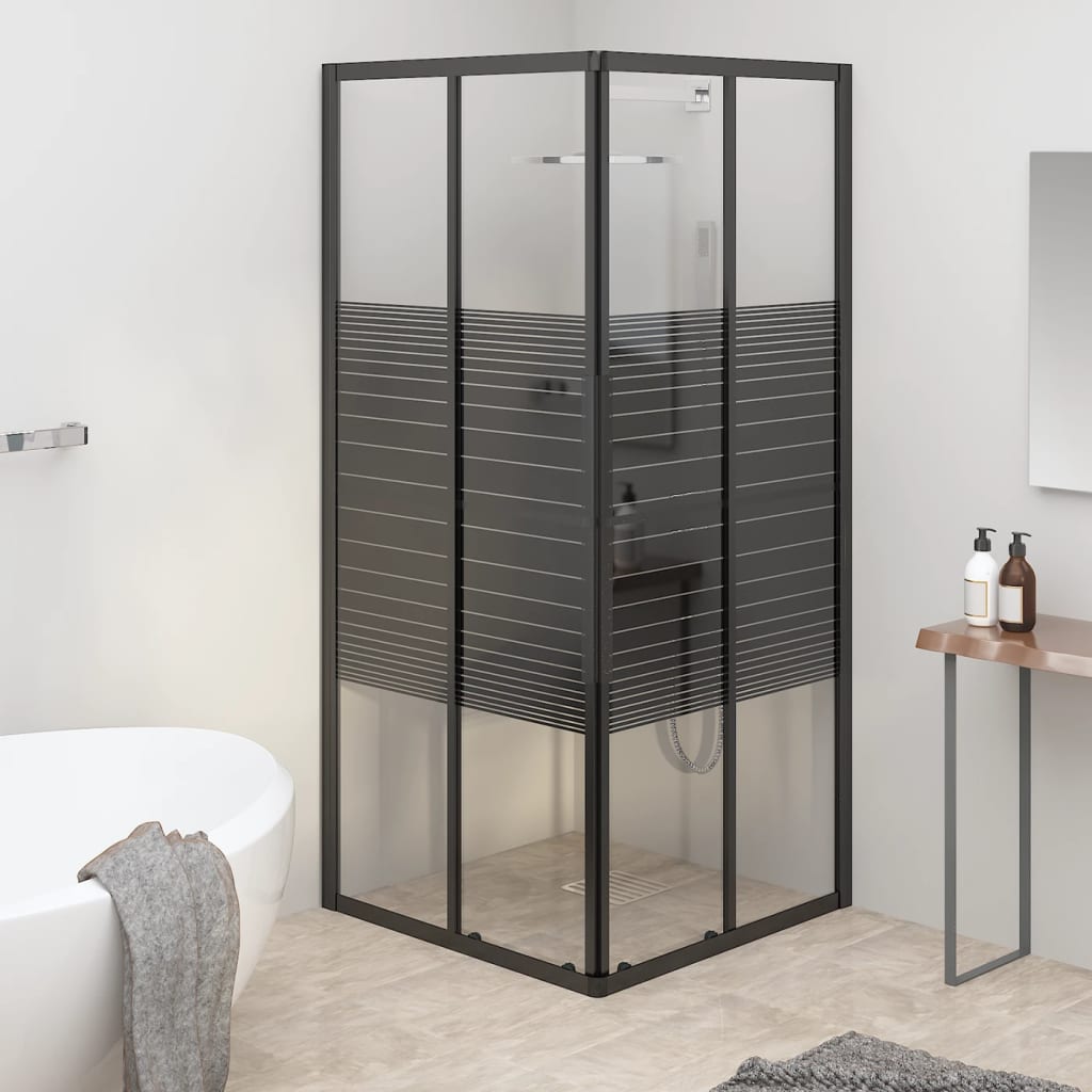 Douchecabine strepen 80x80x180 cm ESG zwart is nu te koop bij PeponiXL, paradijselijk wonen!