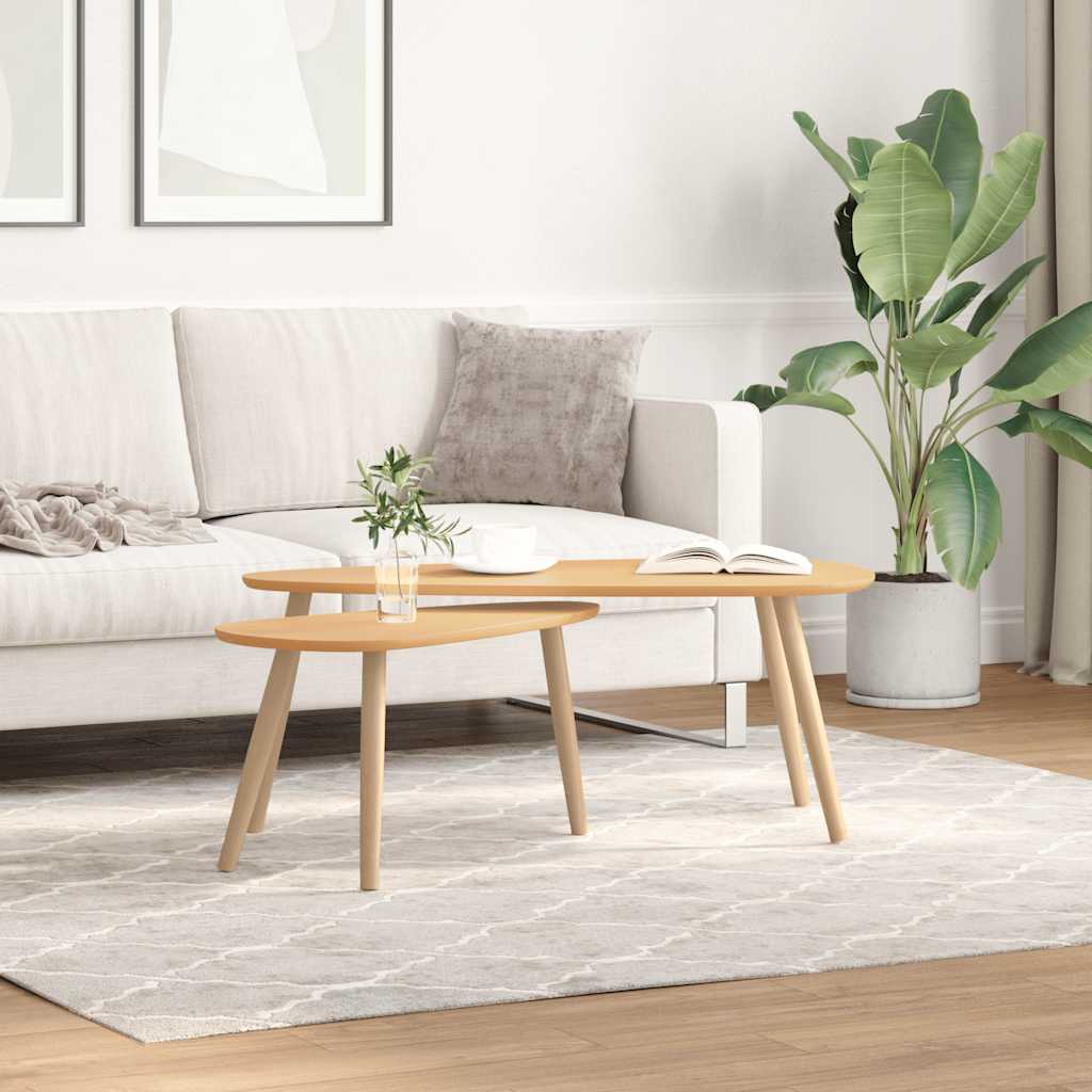 2-delige Salontafelset massief grenenhout bruin is nu te koop bij PeponiXL, paradijselijk wonen!