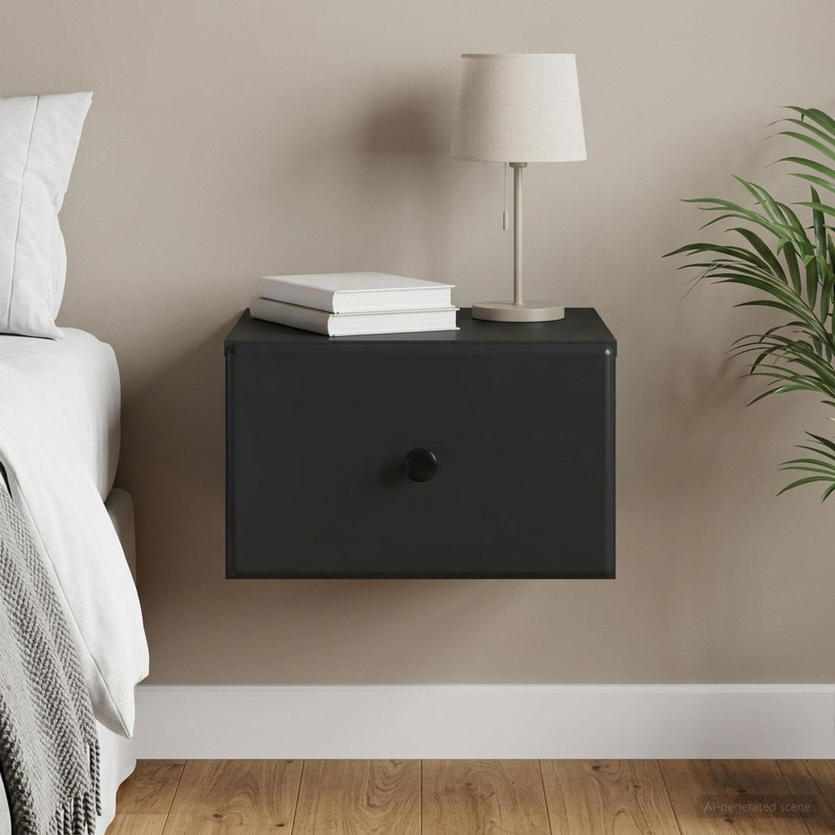 Wandbeugel Bedkast Zwart 34,5 x 33 x 20 cm Bewerkt hout is nu te koop bij PeponiXL, paradijselijk wonen!