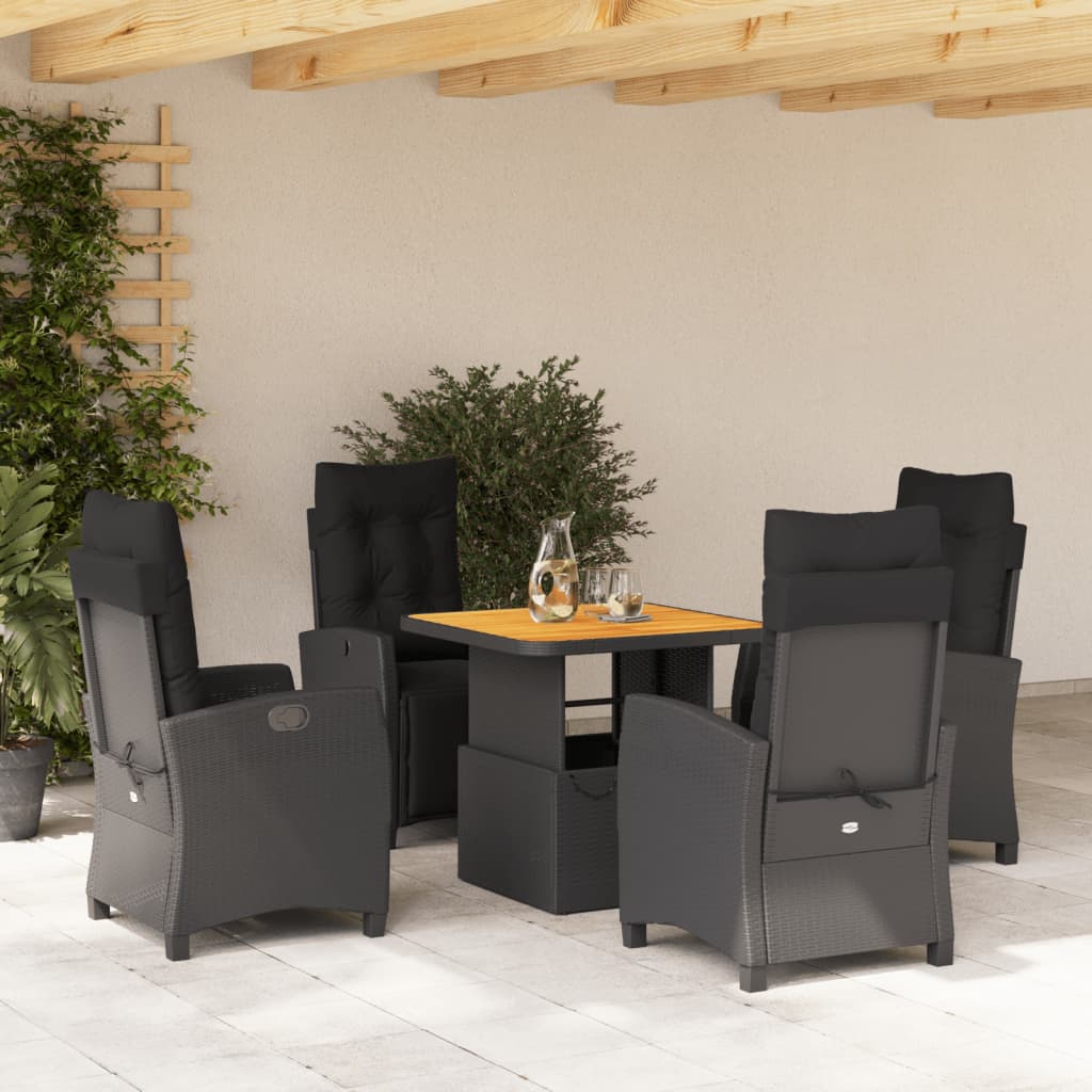 5-delige Tuinset met kussens poly rattan zwart is nu te koop bij PeponiXL, paradijselijk wonen!