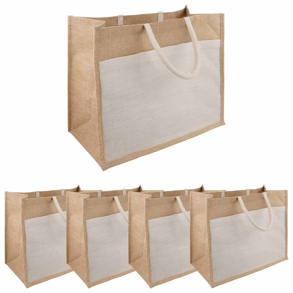 Jute handtassen met zak 5 Natuurlijk en Wit 42 x 33 x 19 cm is nu te koop bij PeponiXL, paradijselijk wonen!