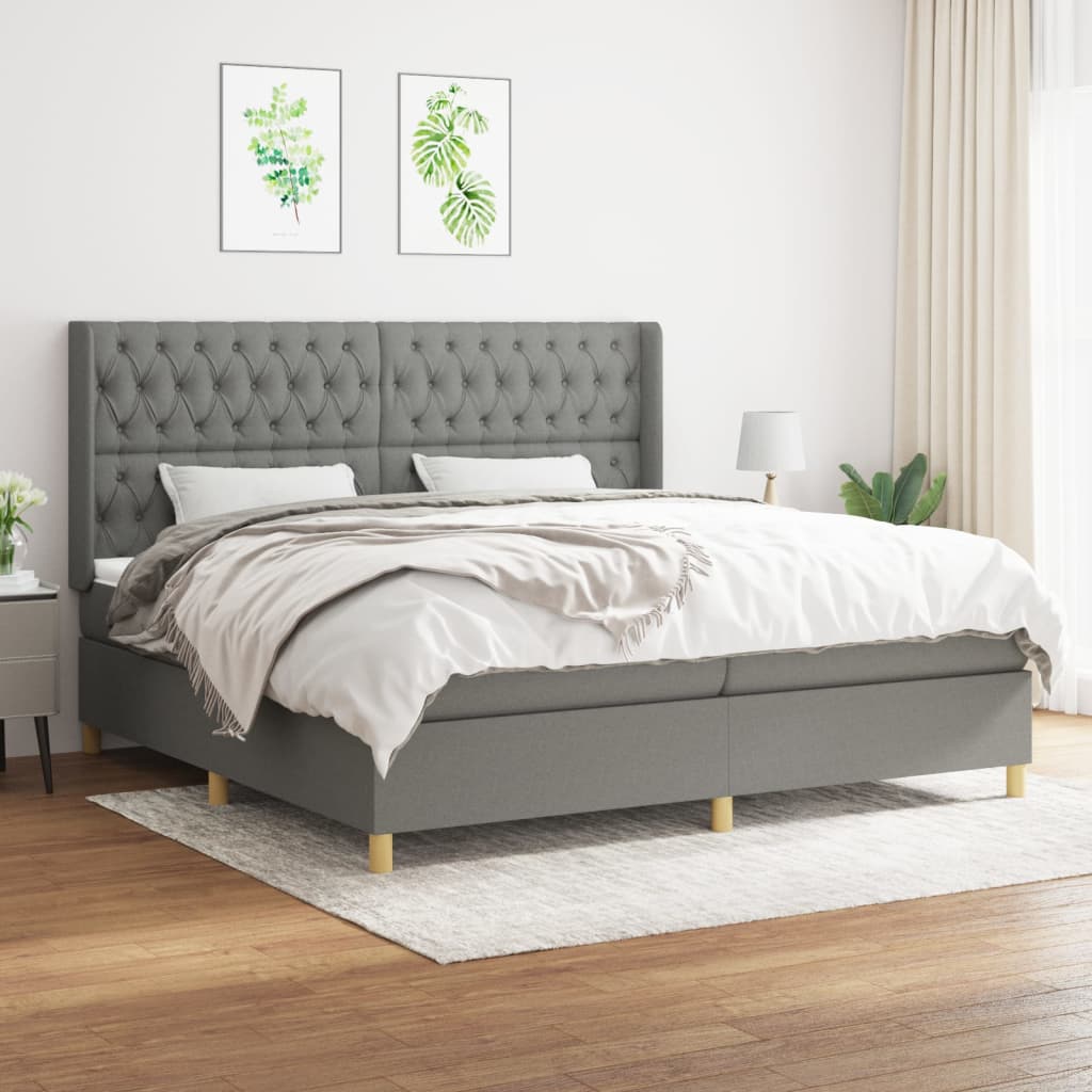 Boxspring met matras stof donkergrijs 200x200 cm is nu te koop bij PeponiXL, paradijselijk wonen!