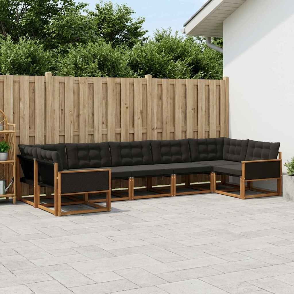 Buiten bankenset met kussen 7 pcs Naturel en Zwart is nu te koop bij PeponiXL, paradijselijk wonen!