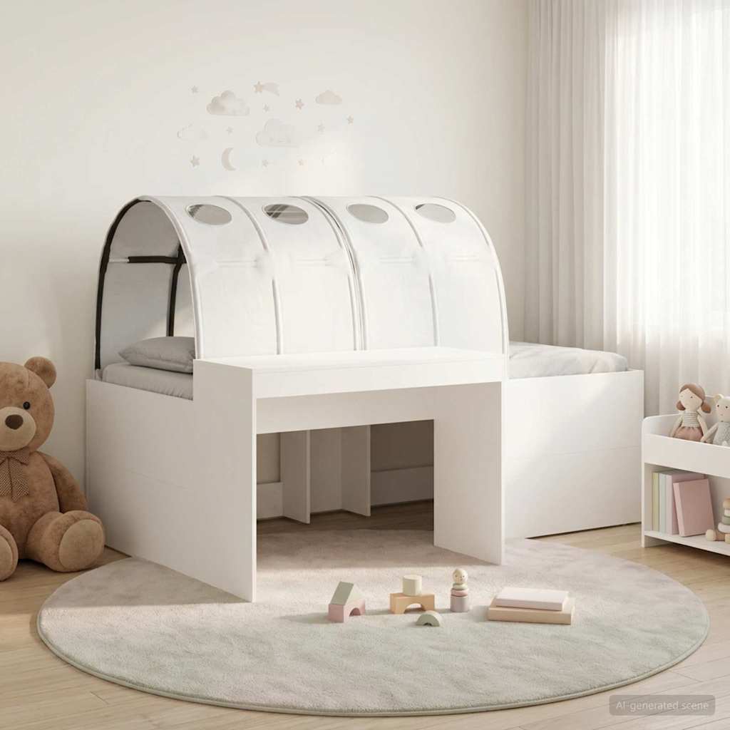 Bedframe met Tunnel met plank 3 st Wit Bewerkt hout is nu te koop bij PeponiXL, paradijselijk wonen!