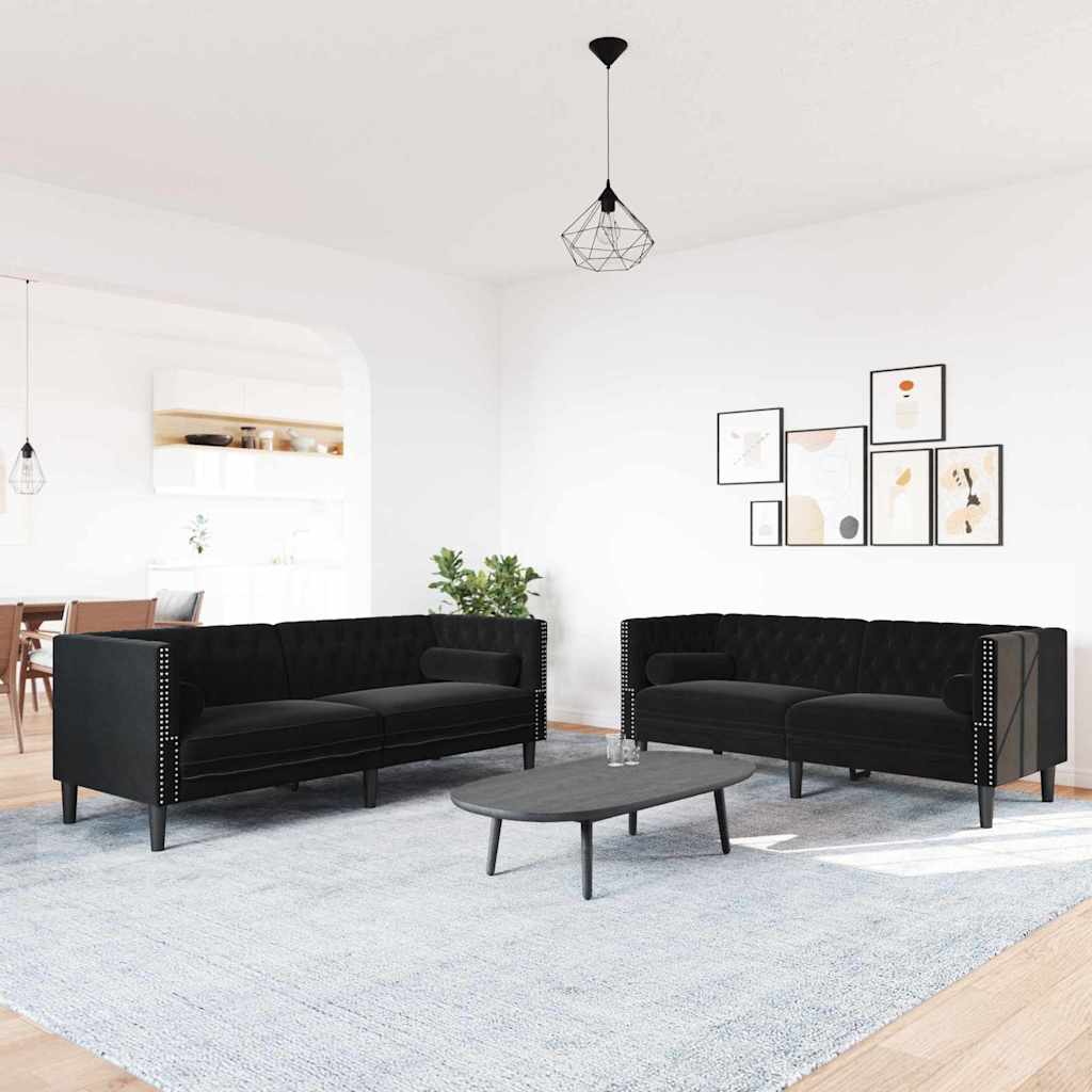 Woonkamer Bank 2 pcs Zwart 194 x 74,5 x 70,5 cm Fluweel is nu te koop bij PeponiXL, paradijselijk wonen!