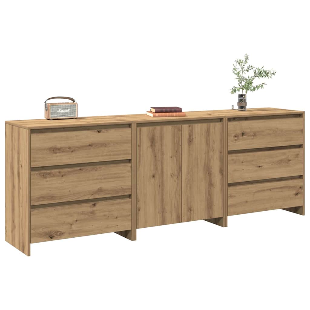 3-delige Dressoirs bewerkt hout artisanaal eikenkleur is nu te koop bij PeponiXL, paradijselijk wonen!