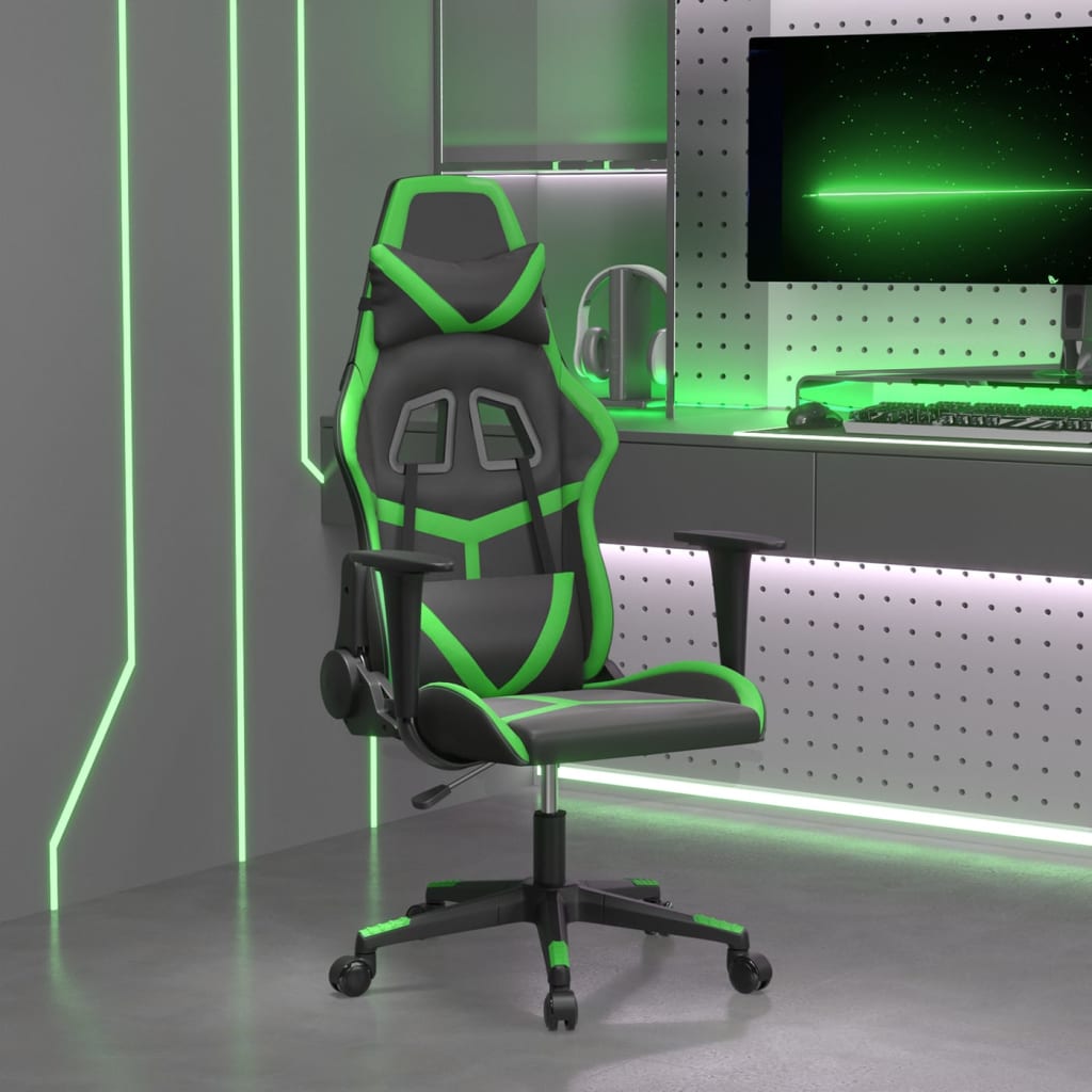 Gamestoel kunstleer zwart en groen is nu te koop bij PeponiXL, paradijselijk wonen!
